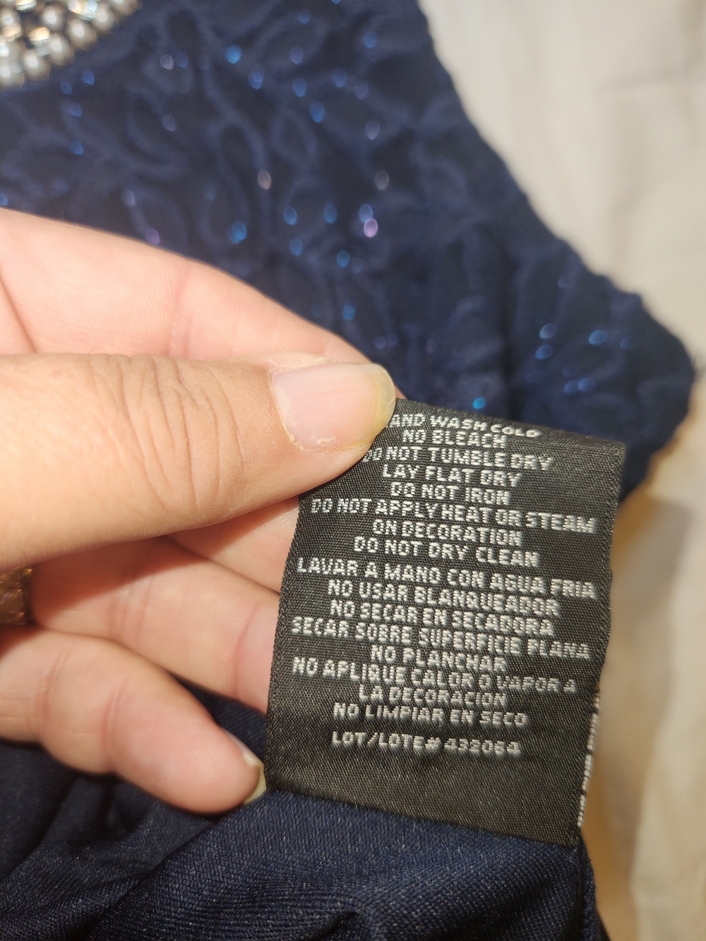 R&M Richards Navy Beaded Scoop Neck Lace Camisole 20W - Picture 4 of 9